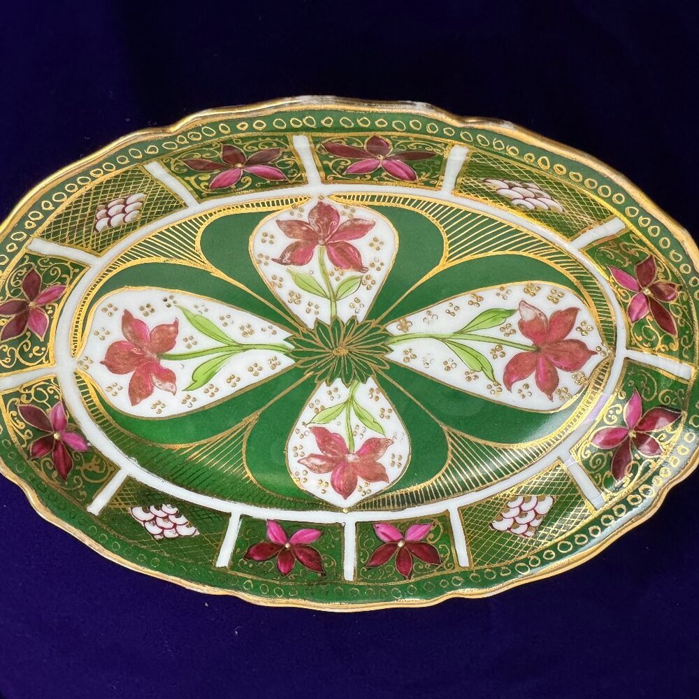 Vintage MCM Vienna Austria Hand Painted Oval Bowl Trinket Dish